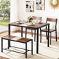4-Piece Tullo Brown Dining Table & Chair Set Bench Kitchen Furniture Rustic
