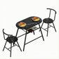 3-Piece Amato Dining Table & Chair Set Bistro Kitchen Storage Wine Rack Black Marble Style