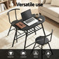 3-Piece Amato Dining Table & Chair Set Bistro Kitchen Storage Wine Rack Black Marble Style
