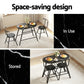 3-Piece Amato Dining Table & Chair Set Bistro Kitchen Storage Wine Rack Black Marble Style