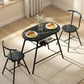 3-Piece Amato Dining Table & Chair Set Bistro Kitchen Storage Wine Rack Black Marble Style