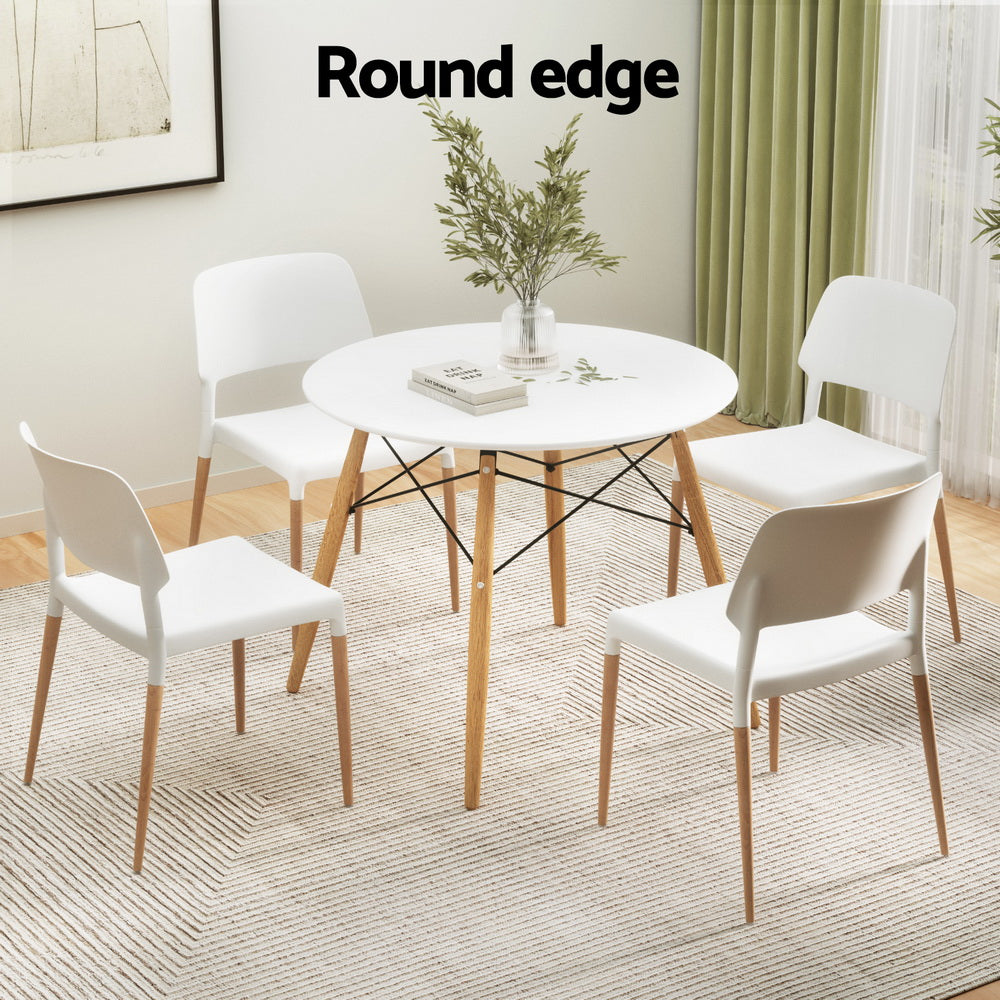 5-Piece Guido White Dining Table & Chair Set Round