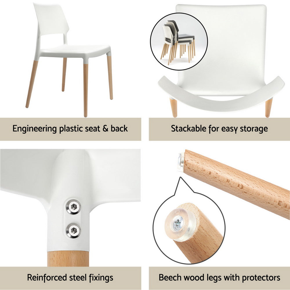 5-Piece Guido White Dining Table & Chair Set Round