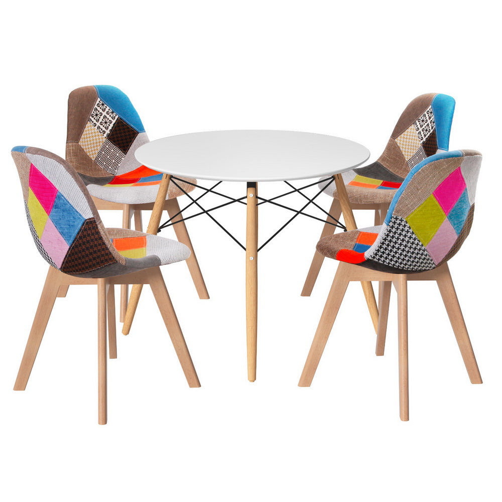 5-Piece Sivia White Dining Table & Chair Set DSW