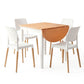5-Piece Tosca White Dining Table & Chair Set 75-110cm Drop-Leaf Table