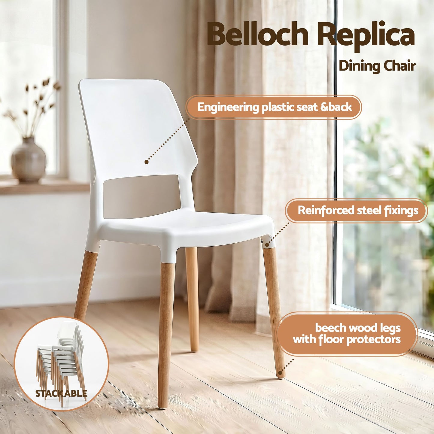 5-Piece Tosca White Dining Table & Chair Set 75-110cm Drop-Leaf Table