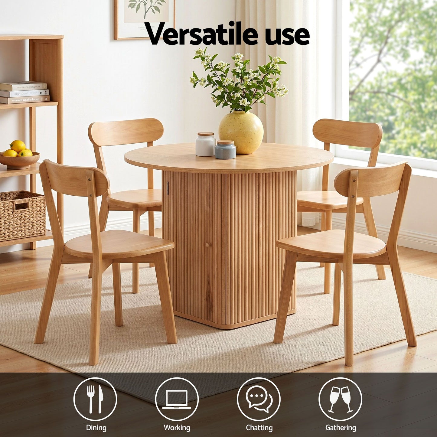 5-Piece Olivo Natural Dining Table & Chair Set Timber
