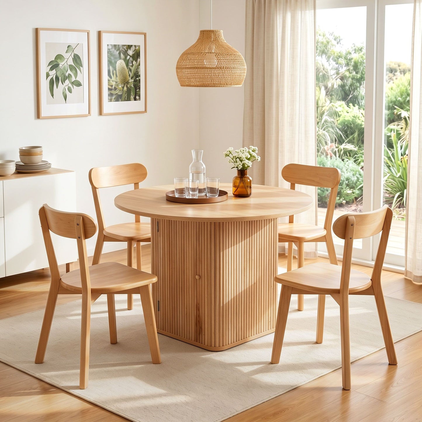 5-Piece Olivo Natural Dining Table & Chair Set Timber