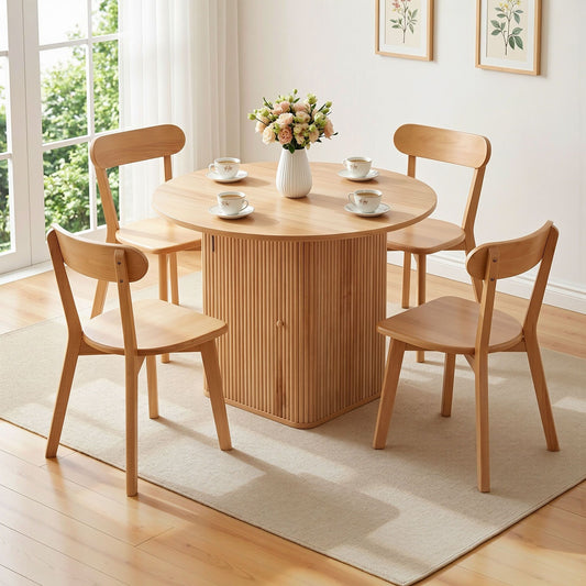 5-Piece Olivo Natural Dining Table & Chair Set Timber