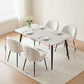 5-Piece Paride White Dining Table & Chair Set Marble Style
