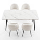 5-Piece Paride White Dining Table & Chair Set Marble Style