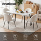 5-Piece Paride White Dining Table & Chair Set Marble Style