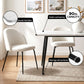 5-Piece Paride White Dining Table & Chair Set Marble Style