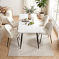 5-Piece Paride White Dining Table & Chair Set Marble Style