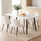 5-Piece Paride White Dining Table & Chair Set Marble Style
