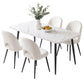 5-Piece Elpid White Dining Table & Chair Set Kitchen Furniture Marble
