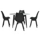 5-Piece Mirko Black Dining Table & Chair Set Marble