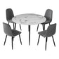 5-Piece Mirko Grey Dining Table & Chair Set Marble