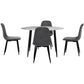5-Piece Mirko Grey Dining Table & Chair Set Marble