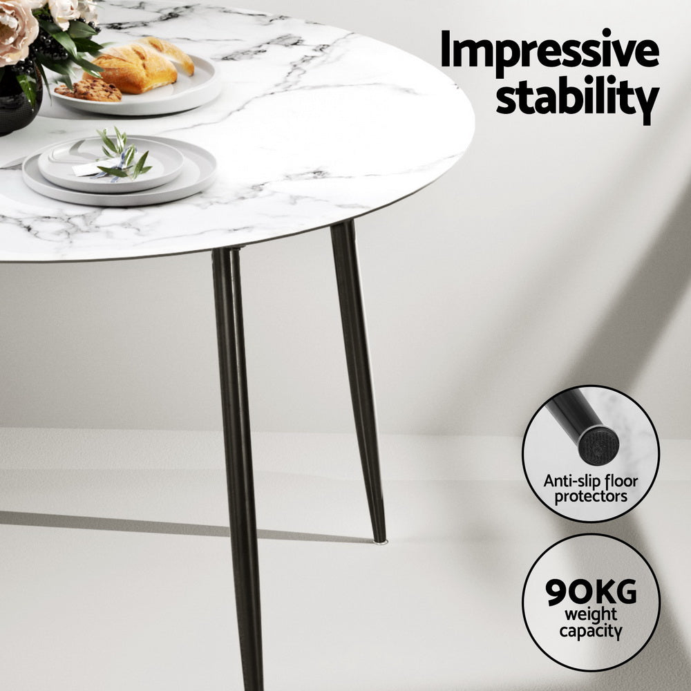 5-Piece Mirko Grey Dining Table & Chair Set Marble