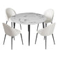 5-Piece Mirko White Dining Table & Chair Set Marble