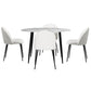 5-Piece Mirko White Dining Table & Chair Set Marble