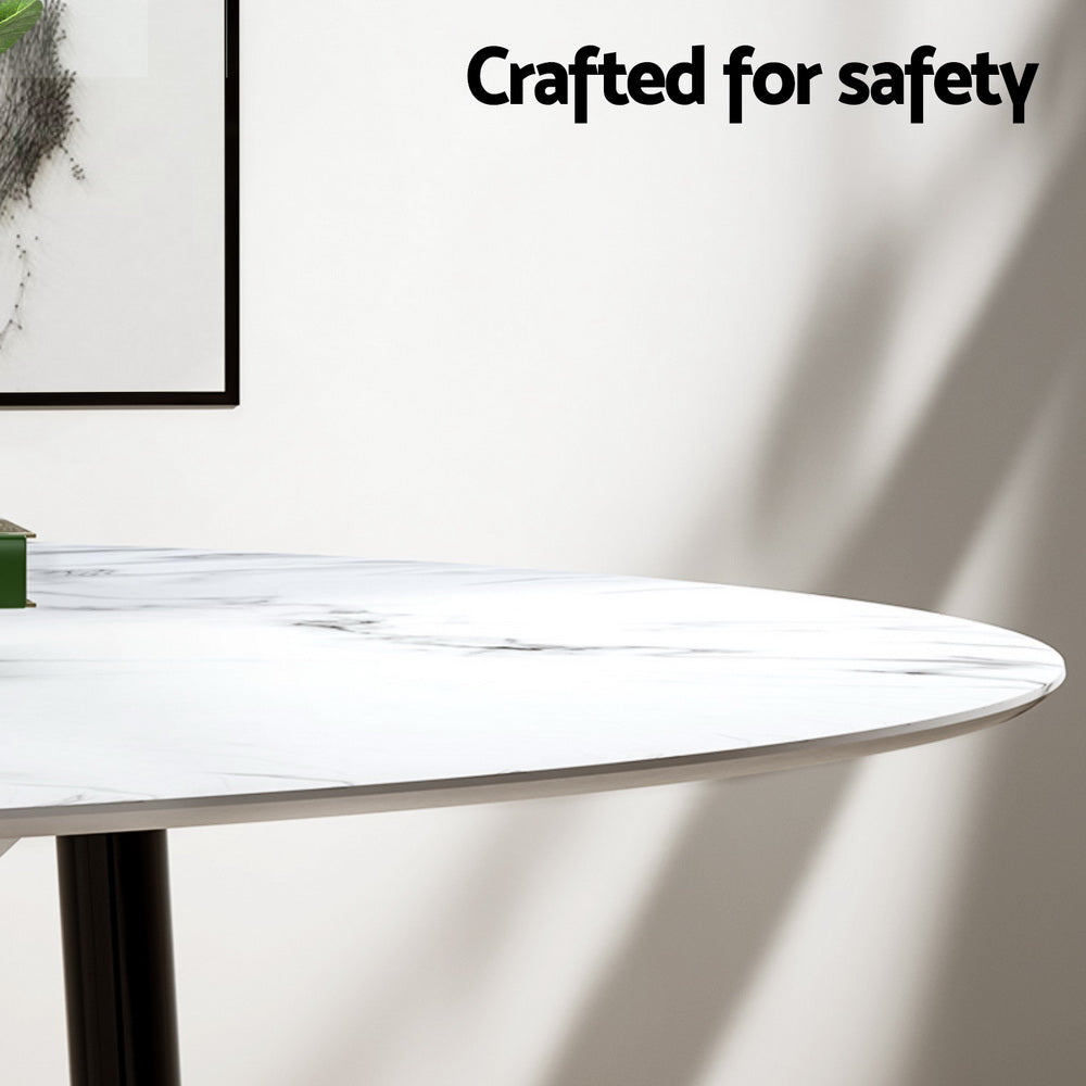 5-Piece Mirko White Dining Table & Chair Set Marble
