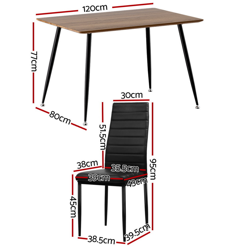 5-Piece Ombra Dining Table & Chair Set Rectangle Metal