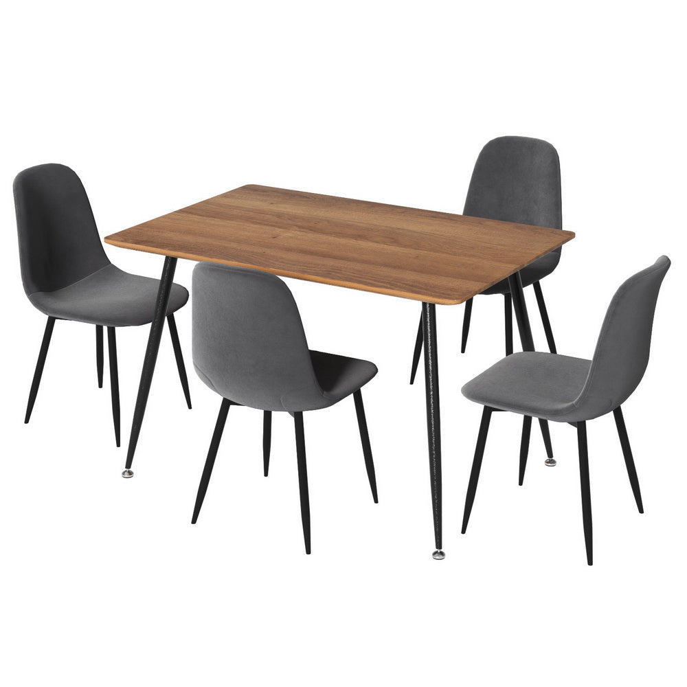 5-Piece Ombra Grey Dining Table & Chair Set Metal