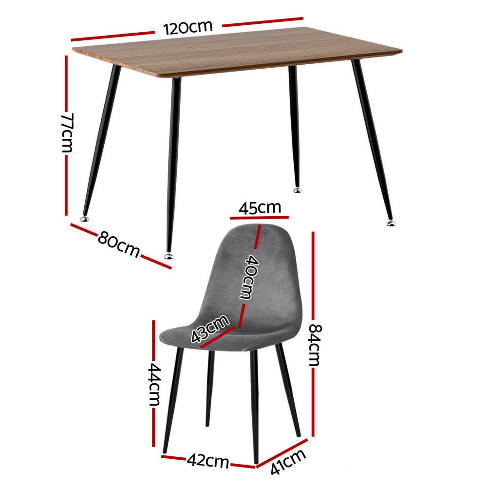 5-Piece Ombra Grey Dining Table & Chair Set Metal