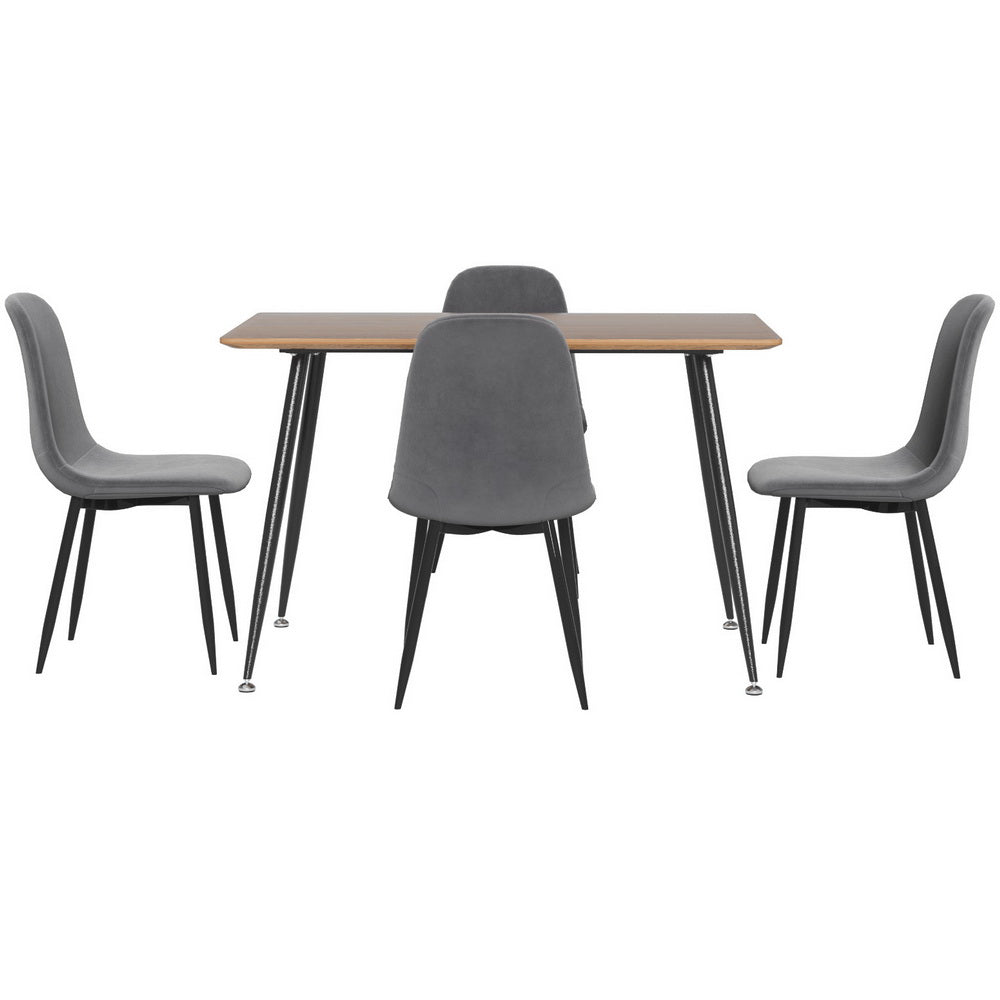 5-Piece Ombra Grey Dining Table & Chair Set Metal
