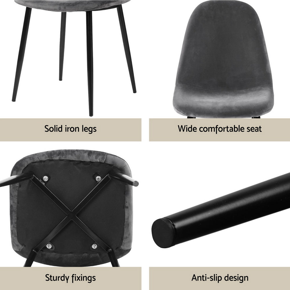 5-Piece Ombra Grey Dining Table & Chair Set Metal