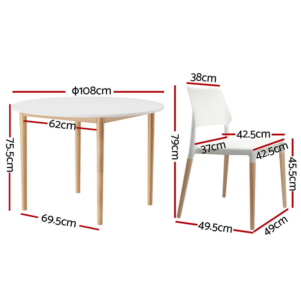 5-Piece Orfeo White Wood Dining Table & Chair Set