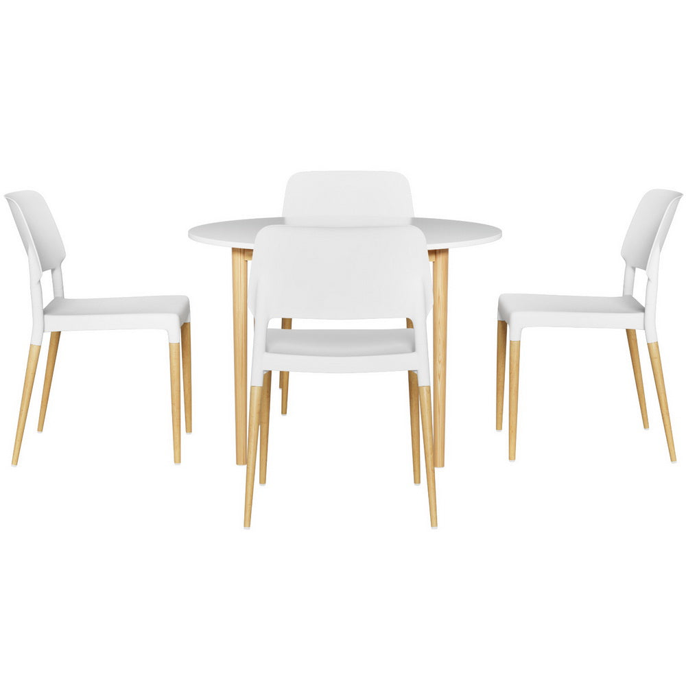 5-Piece Orfeo White Wood Dining Table & Chair Set
