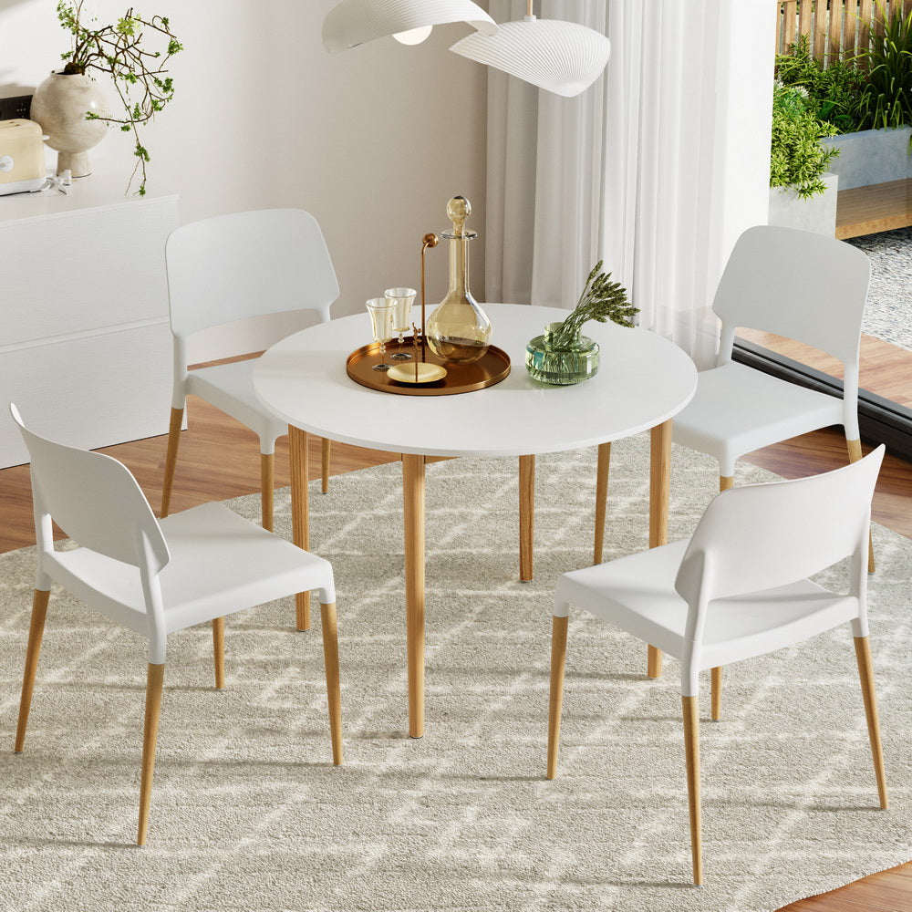 5-Piece Orfeo White Wood Dining Table & Chair Set