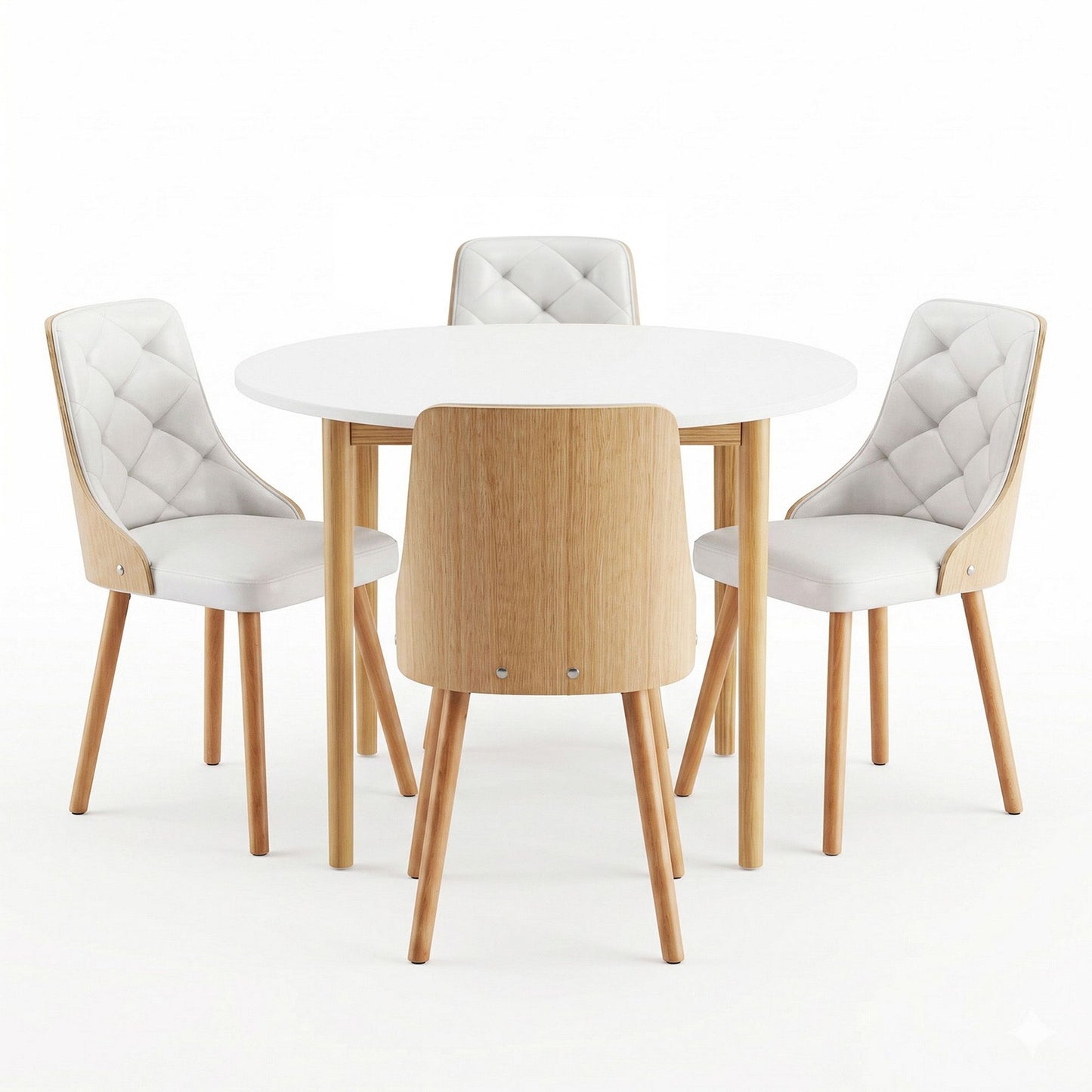 5-Piece Valdo White Dining Table & Chair Set PU Leather Seater