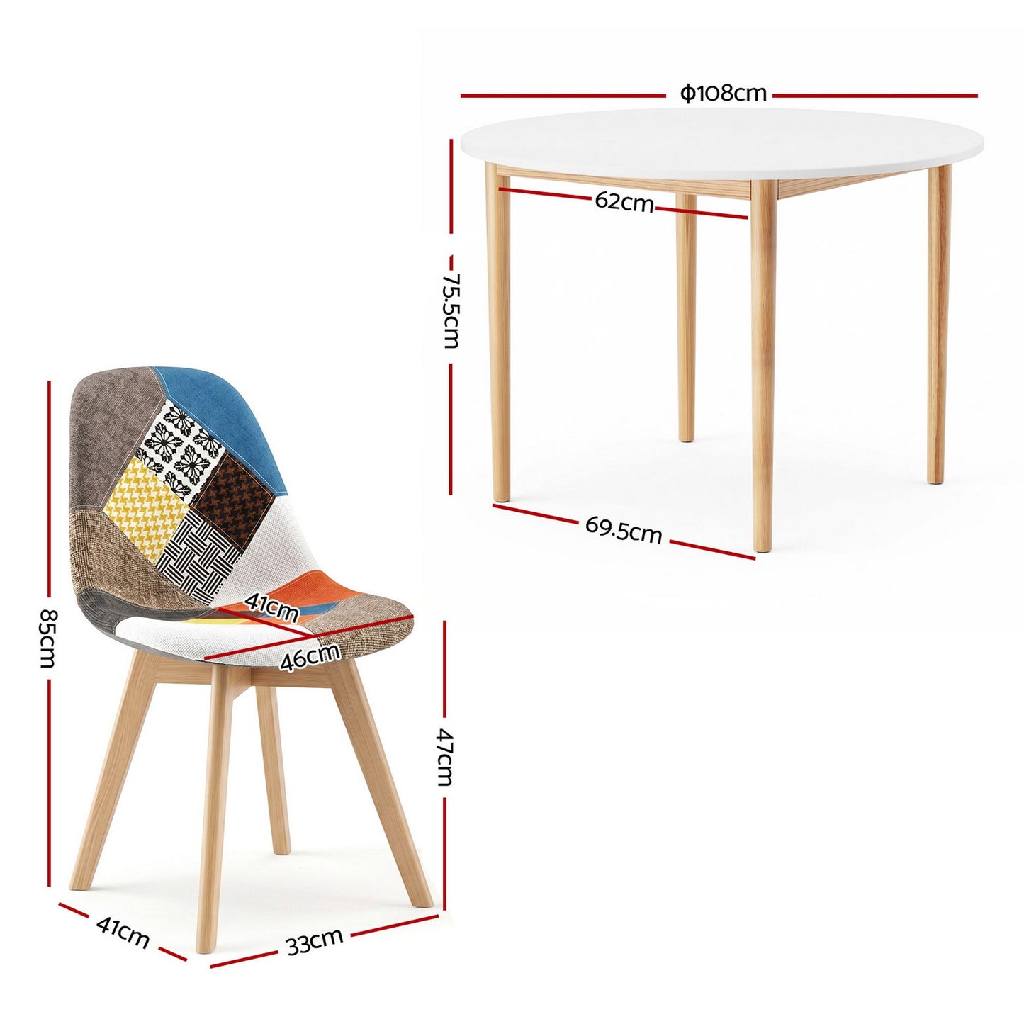 5-Piece Zefir White Dining Table & Chair Set Eiffel Chairs