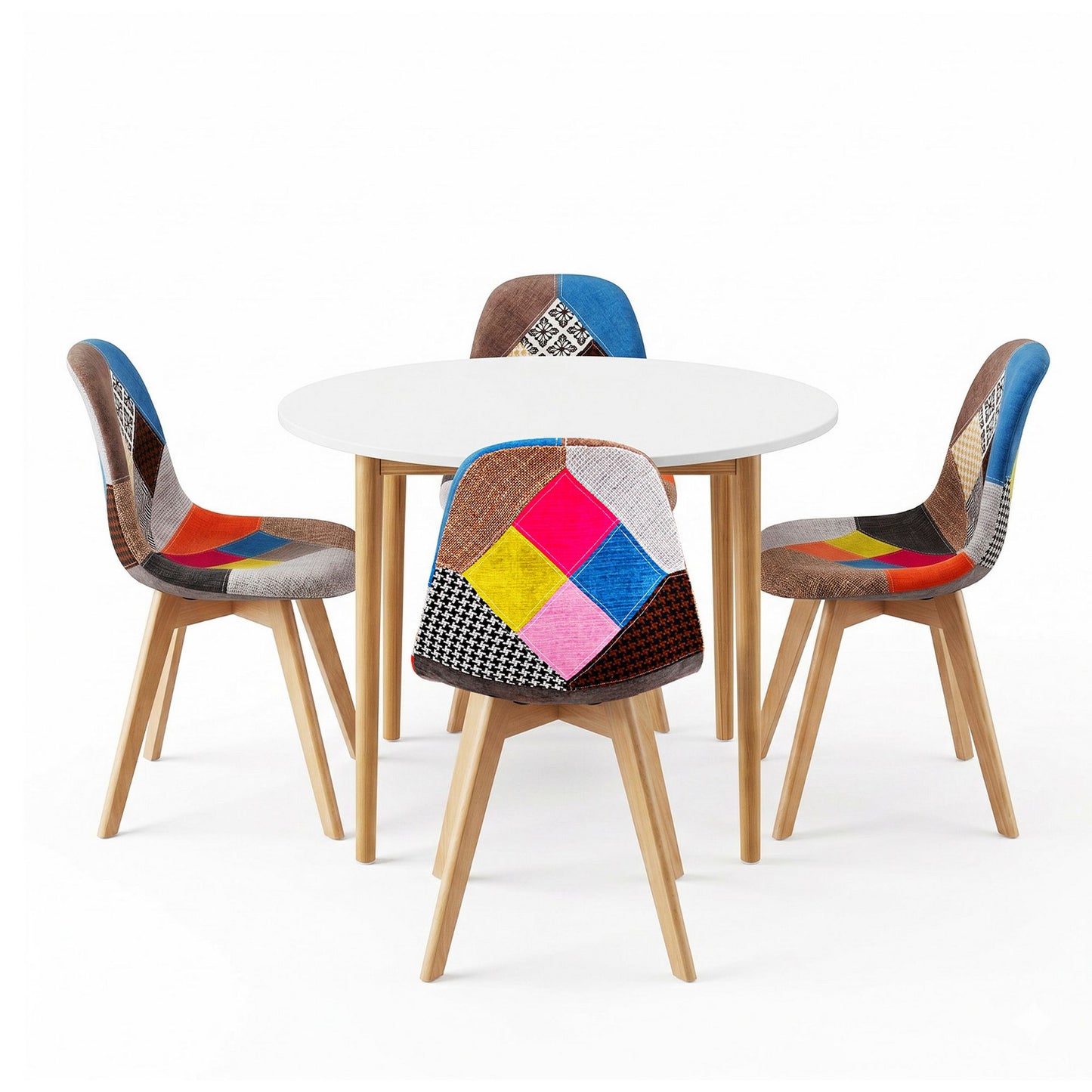 5-Piece Zefir White Dining Table & Chair Set Eiffel Chairs