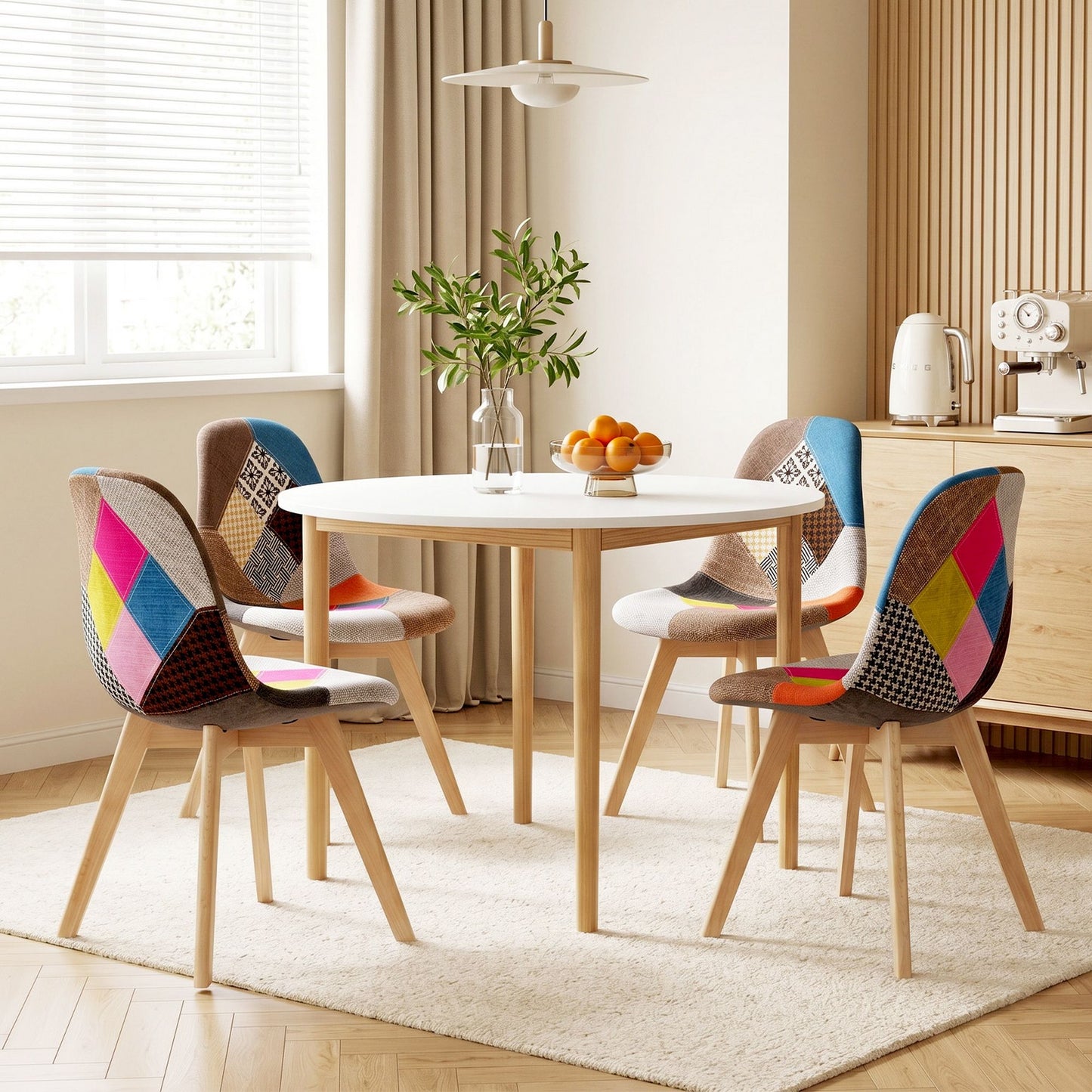 5-Piece Zefir White Dining Table & Chair Set Eiffel Chairs