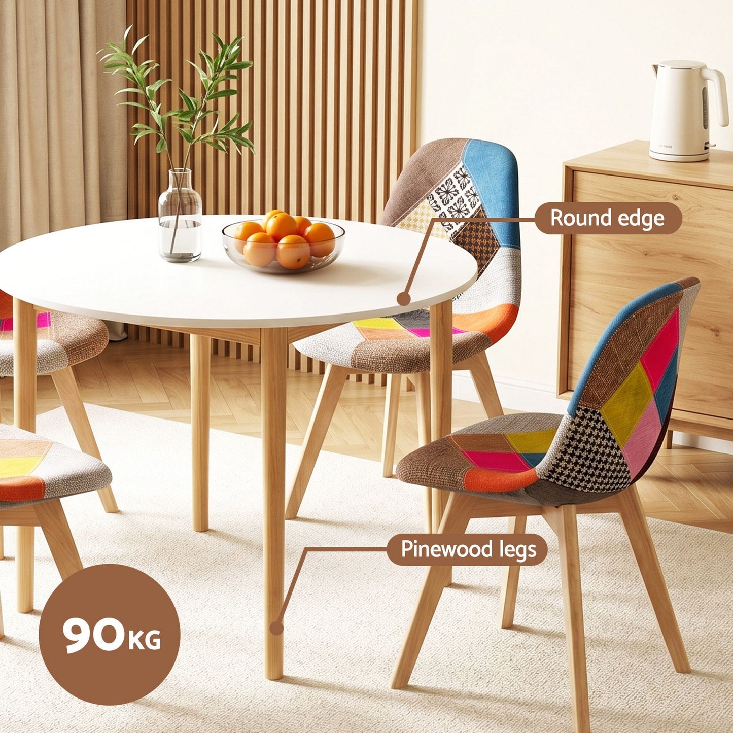5-Piece Zefir White Dining Table & Chair Set Eiffel Chairs