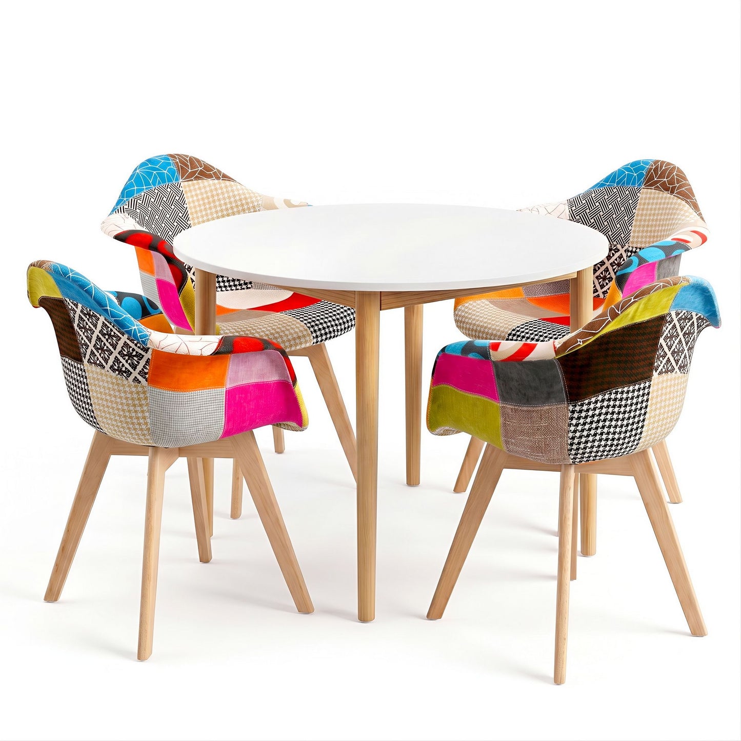 5-Piece Eddie Dining Table & Chair Set Mid Century - White