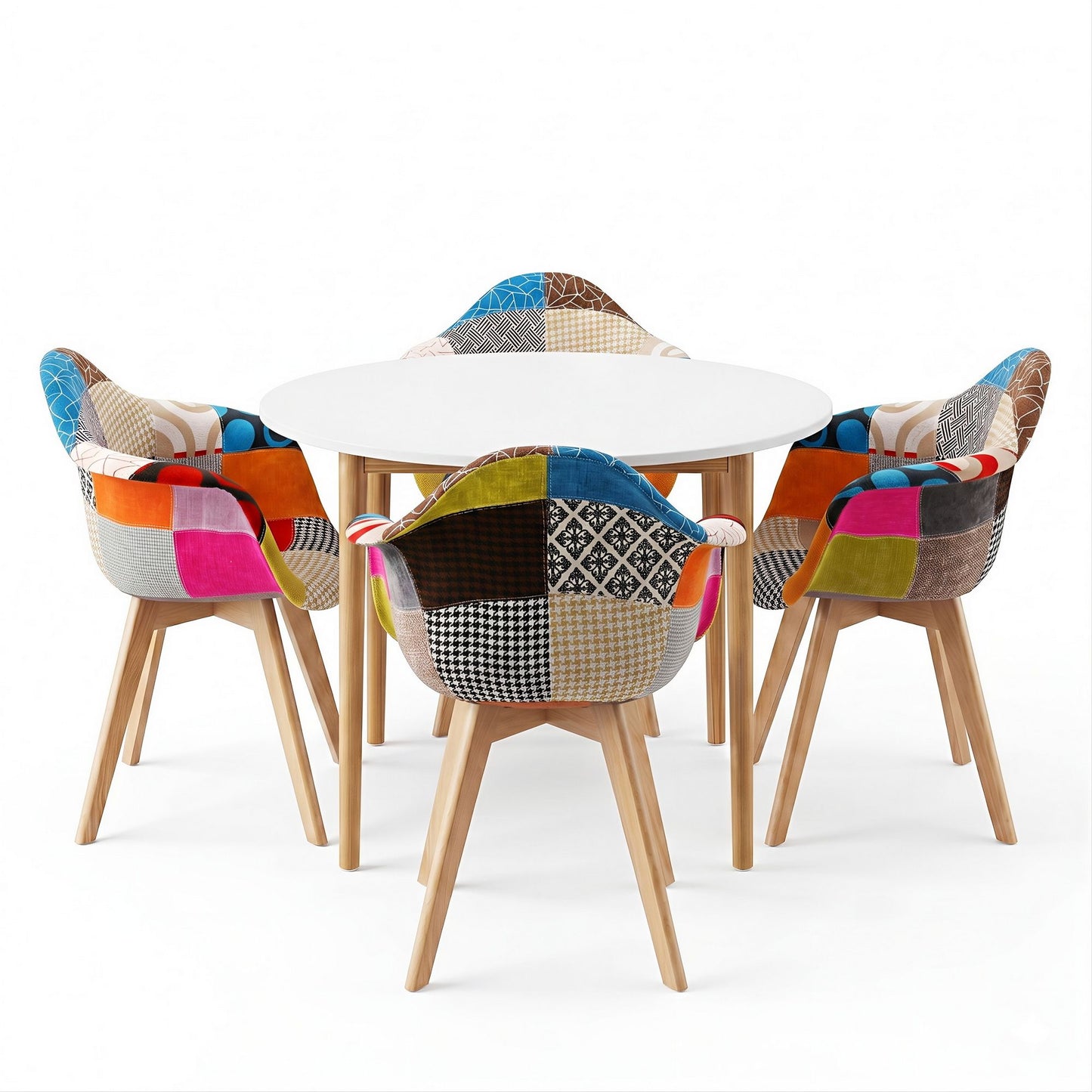 5-Piece Eddie Dining Table & Chair Set Mid Century - White