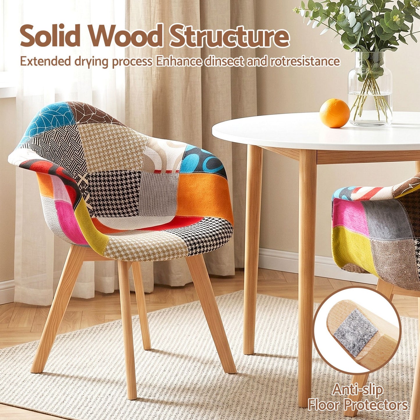 5-Piece Eddie Dining Table & Chair Set Mid Century - White