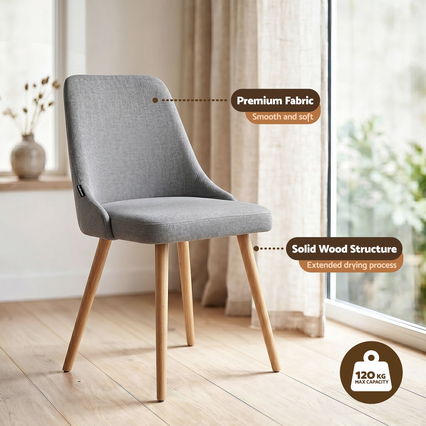 5-Piece Silio White, Natural Wood and Grey Dining Table & Chair Set Compact Kitchen Furniture