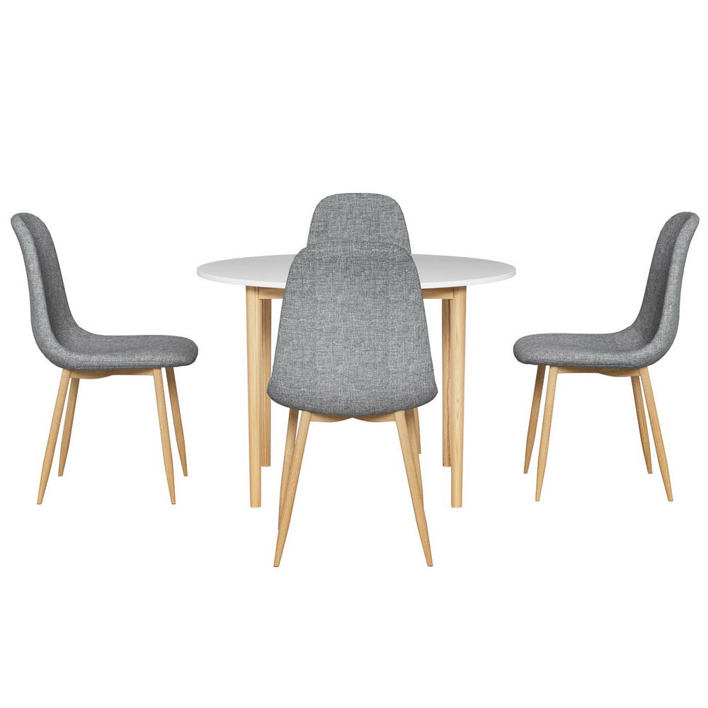 5-Piece Savio White Grey Dining Table & Chair Set
