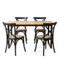 5-Piece Elias Dining Table and Chairs Set Industrial 4 Black Rattan Chairs