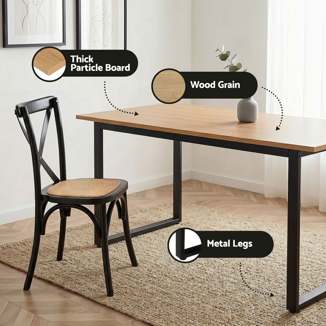 5-Piece Elias Dining Table and Chairs Set Industrial 4 Black Rattan Chairs