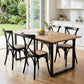 5-Piece Elias Dining Table and Chairs Set Industrial 4 Black Rattan Chairs