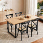 5-Piece Elias Dining Table and Chairs Set Industrial 4 Black Rattan Chairs