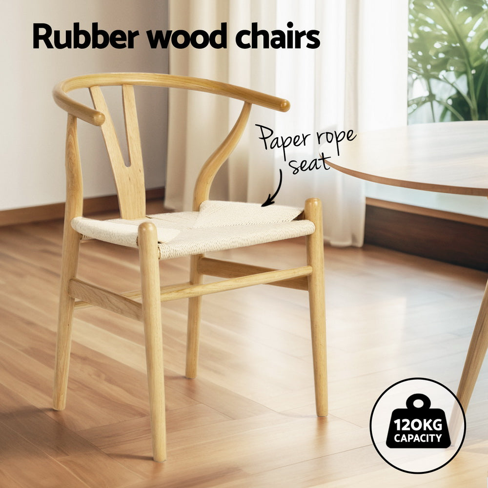 5-Piece Loris Wood Dining Table & Chair Set Wishbone